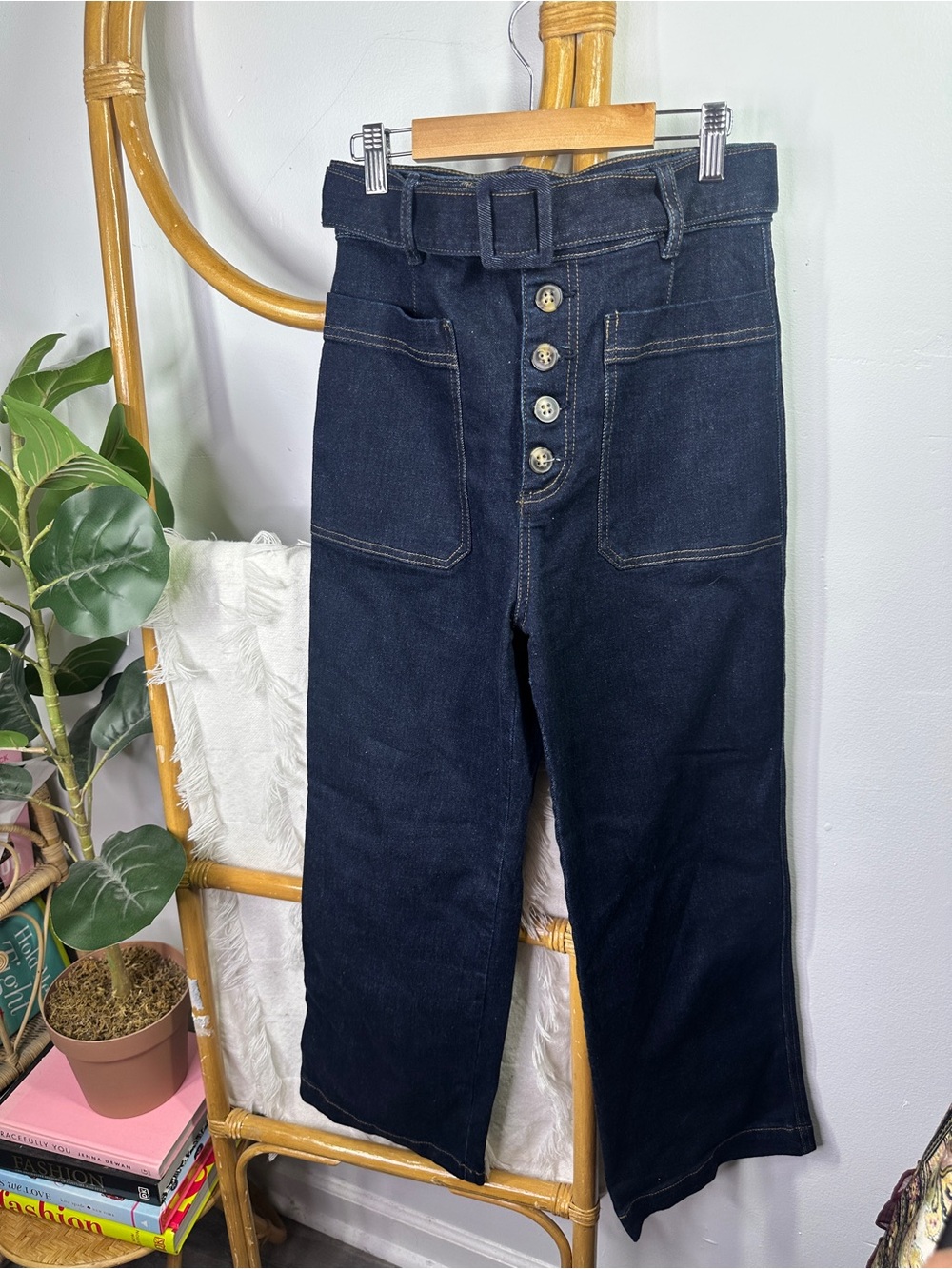 Free People Dark Wash High Waisted Jeans sz 28
